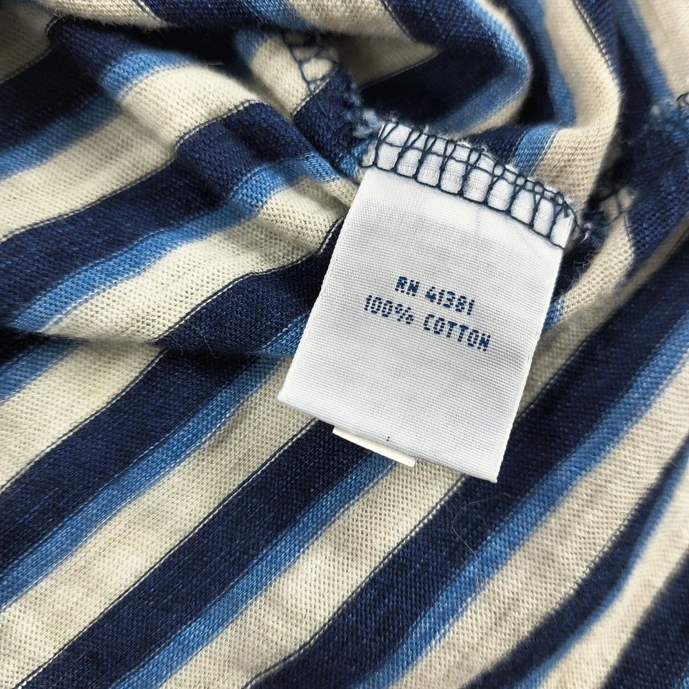 Polo Ralph Lauren Mens Large Blue White‎ Striped Short Sleeve Pocket Polo Shirt
